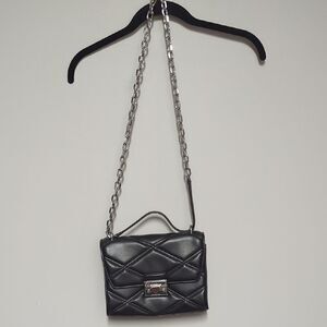 Michael Kors Black Quilted Crossbody Bag with Chain Strap